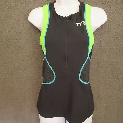 Buy TYR Women's Singlet Tank Top Shirt Black Green S Sleeveless Stretch Zipper NWOT • 8.52£
