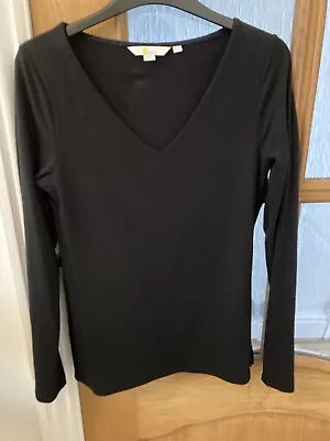 Buy Womens Boden Double Layer Vneck Top Long Sleeve Sz10 Black Excellent Condition • 10£