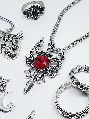 Buy Red Viking Necklace Emo Goth Punk Halloween Alternative Charm Jewellery • 4.99£