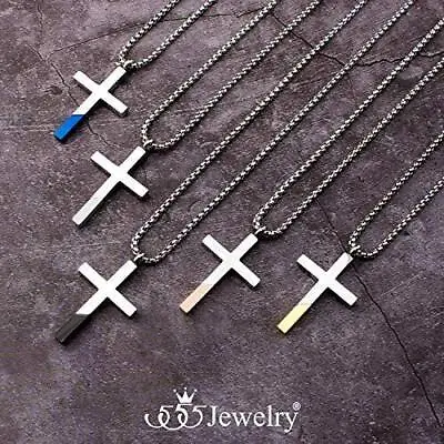 Buy 555Jewelry Cross Necklace Stainless Steel Pendant Mens Women With 16-24” Chain • 16.79£