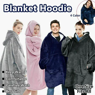 Buy Hoodie Oversized Wearable Throw Blanket Big Long Hooded Snuggle Sweatshirt Robe • 10.99£