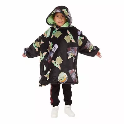 Buy Kids One Size Fits Most 4-10 Star Wars Grogu Baby Yoda Oversized Hoodie Blanket • 15.78£