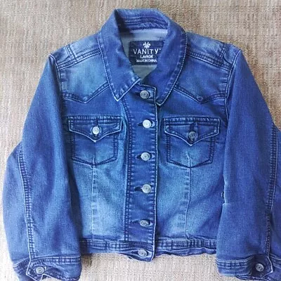 Buy Vanity Blue Denim Jean Jacket Girls Large • 7.87£