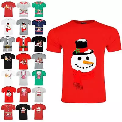 Buy Mens Xmas Santa Reindeer Costume Christmas Stretchy Short Sleeve T Shirt Tee Top • 4.69£