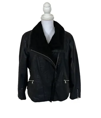 Buy NWT. Women’s Baccini Faux Leather Jacket With Faux Fur Inside Size 3X • 37.88£