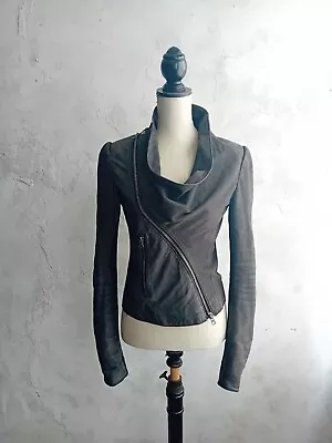 Buy All Saints Grey Leather Dresden Jacket Dystopian Dune Apocalyptic Style Cosplay • 33£