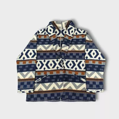 Buy Vintage Fleece Striped Showl Collar Jacket Cardigan - Mens Size Medium • 17.99£