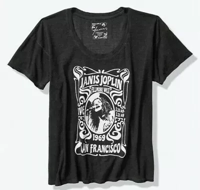 Buy PINK Janis Joplin Retro Band Tee T Shirt Top Grey XS • 25.34£