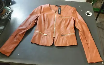 Buy Red Berry Faux Leather PU Jacket Size Small • 18.79£