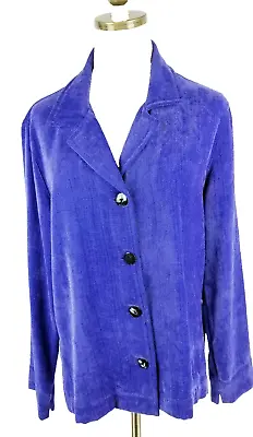 Buy Chicos Womens Size 1 Textured Violet Button Up Jacket Long Sleeve • 22.66£