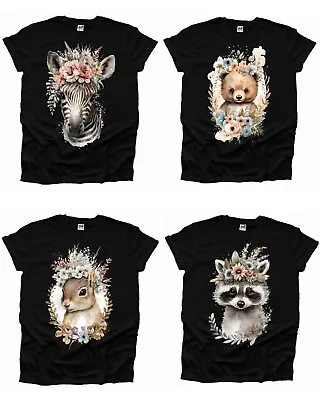 Buy Animal Painting Men's T Shirt Woman Zebra Bear Raccoon Squirrel Vintage Style UK • 10.99£