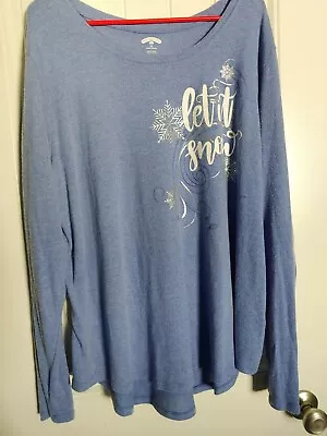Buy Holiday Time Let It Snow Sweater With Shiny Snowflakes - Light Blue Plus Size 3X • 15.11£