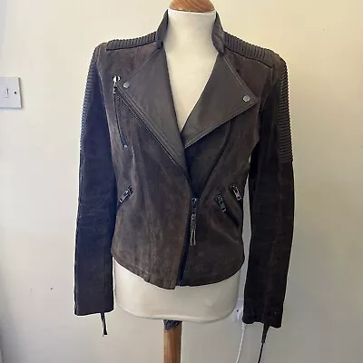 Buy MANGO - Biker Style REAL LEATHER Jacket Brown Soft Size M 12 • 9.99£
