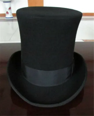 Buy New Vintage Wool Mad Hatter Top Hat Magic Performing Black Cap Height 25cm Gents • 60.98£