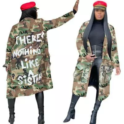 Buy Windbreaker Jacket Camouflage Printing Over-sized Coat Women Back • 27.89£