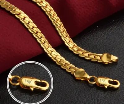 Buy 6mm 18K Gold Cuban Curb Chain Men Women Necklace Jewellery 16  - 24  Fashion G • 7.99£