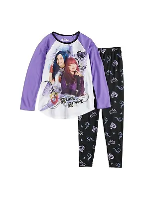 Buy Disney Descendants Mal & Evie Long Sleeve Raglan Top Pant Pajama Set Size 8 • 23.67£