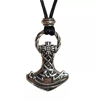 Buy Thors Hammer Torque Pendant Necklace Viking Celtic Knot Norse Pagan Jewellery • 6.95£