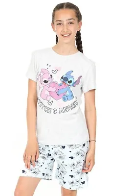 Buy Girls Disney Lilo And Stitch And Angel Short Children's Kids Pyjamas Pjs • 12.99£
