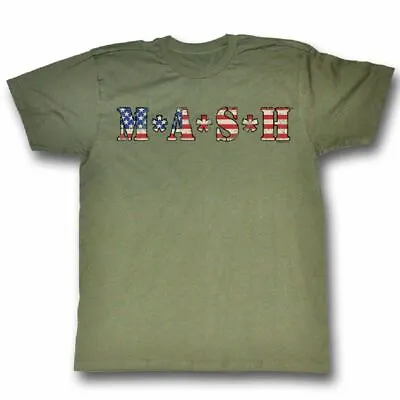 Buy Mash American Flag Adult Army Green T-shirt • 20.78£