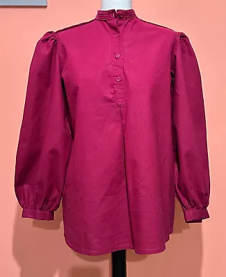 Buy Vintage Santana High Collar Ruffle Blouse Shirt Wine Berry Large 14 / 16 • 12.99£