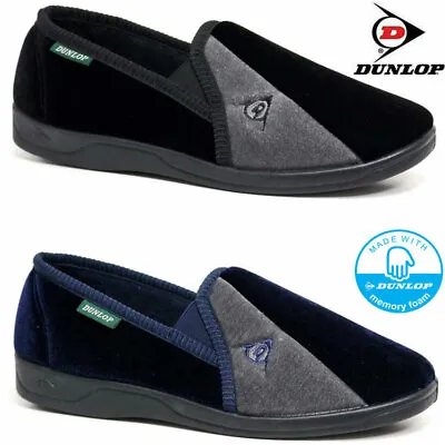 Buy Mens Dunlop Slippers Warm Twin Gusset Slip On Memory Foam Winter Indoor Shoes • 13.95£