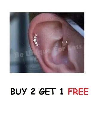 Buy Flat Back Helix Tragus SCOLLOP Bar Cartilage Ear Earring Screw In  Labret • 4.99£