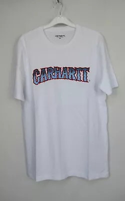Buy Carhartt Slow Script Print   Mens Short Sleeve  T Shirt  Size S - XXL White • 17.59£