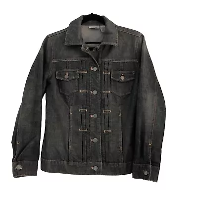 Buy Chico's Platinum Denim Jean Jacket Size 0 Small Dark Denim Black Grey • 9.42£