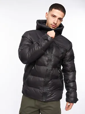 Buy Crosshatch Quality Hooded Puffer Bomber Jacket With Zips RRP £60 • 44.99£