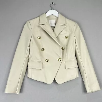 Buy Avec Les Filles Womens Jacket XXS Beige Vegan Faux Leather Blazer Quiet Luxury • 33.14£