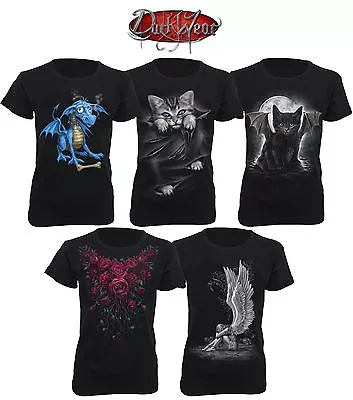 Buy SPIRAL DIRECT Cap Sleeve T Shirts/Rock/Metal/Roses/Angel/Cat/Women/Dark Wear/Top • 14.99£