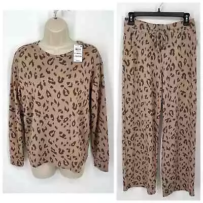 Buy Jenni NWT 2 Piece PJ Set Sleepwear Shirt & Pants Size XS Brown Spaced Leopard • 40.15£