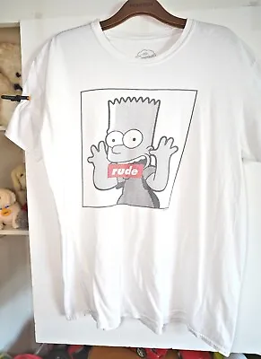 Buy The Simpsons Bart Printed Rude White T-shirt Used Size: M • 8.99£