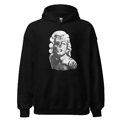 Buy Iconic Pinup Girl Hoodie Portrait Of Half Skull In Tattoo Style Unisex Pullover • 24.94£