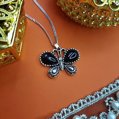 Buy Black Butterfly Wings Necklace Pendant Dark Alternative Jewellery  • 1.99£