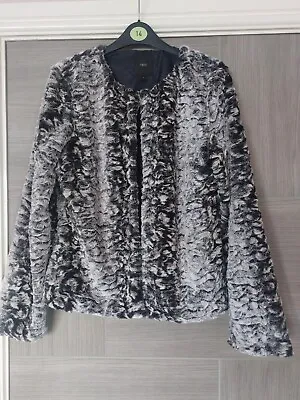Buy D139 Womans Next Black Grey Faux Fur Collarless Lightweight Jacket Uk 14 Eur 42 • 9.99£