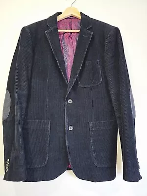 Buy Feraud Mens Corduroy Blazer Jacket 42R Navy Cord Cotton Elbow Pads Button Up • 34.99£