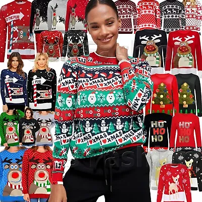 Buy Unisex Ladies Santa Christmas Jumper Funny Xmas Sweater Snowman Pullover Gift UK • 16.99£
