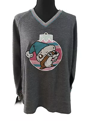 Buy Bucees Sweater Gray Embroidered Christmas Holiday V-Neck Sweatshirt  SZ S • 19.29£