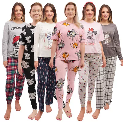 Buy Womens Ladies Disney Pyjamas PJ Top Bottoms Set Loungewear Cotton Size 4-22 • 18.99£