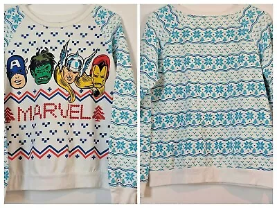 Buy Marvel Capt America Hulk Thor Iron Man Ugly Christmas Sweatshirt Size Medium • 17.25£