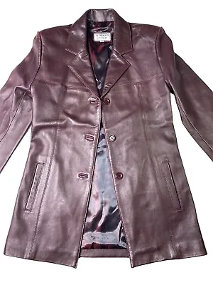 Buy Vintage Windsor Sportswear Dark Red Button Leather Jacket 38 Chest S M • 73.88£