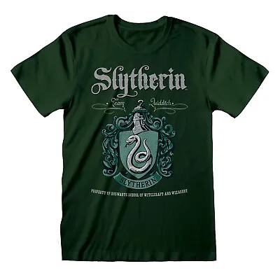Buy Official Harry Potter Slytherin Crest T Shirt Team Quidditch Hogwarts Malfoy NEW • 13.95£