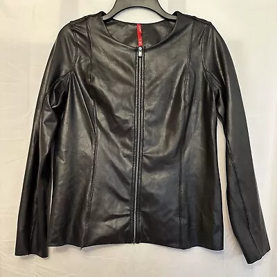 Buy Spanx Size Small Faux Leather Jacket Full Zip Front Stretch Black 50153R • 74.65£
