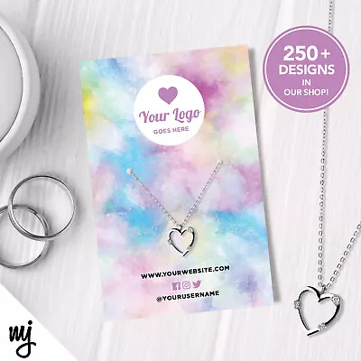 Buy Custom Jewellery Backing Card Printing | Watercolour Pink Purple Mermaid • 49.99£