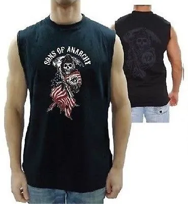 Buy Authentic Sons Of Anarchy American Flag Reaper Soa Samcro Muscle Biker T Shirt M • 32.18£