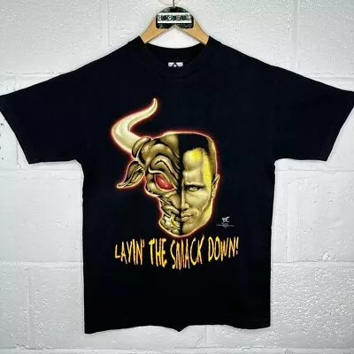 Buy Vintage WWF 1999 The Rock Layin The Smackdown Official Wrestling T-shirt. Size S • 35£