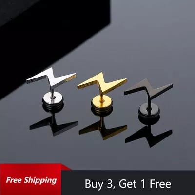 Buy PAIR Lightning Stud Earrings Stainless Steel Mens Earrings Punk Jewellery • 2.89£