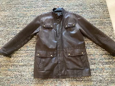 Buy Mens Brown Military Style Leather Jacket Size Large • 50£